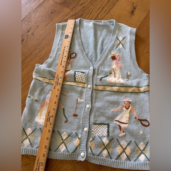 90’s VTG capacity cotton/wool knit blend vest golf/tennis character medium - Picture 3 of 6